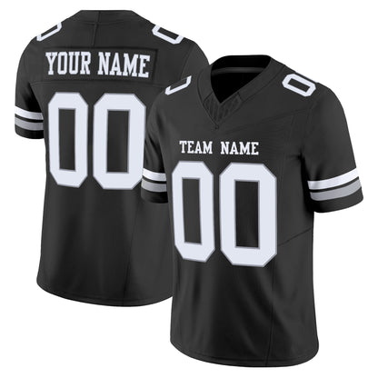 Black White-Silver Authentic Custom Football Jersey