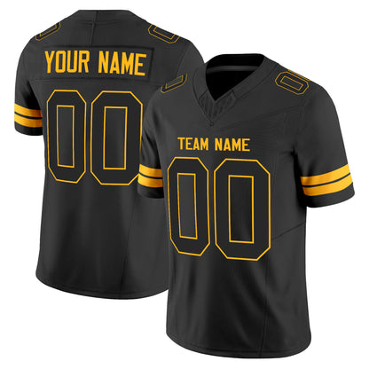 Black Black-Gold Authentic Custom Football Jersey