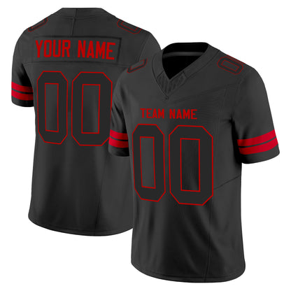 Black Black-Red Authentic Custom Football Jersey