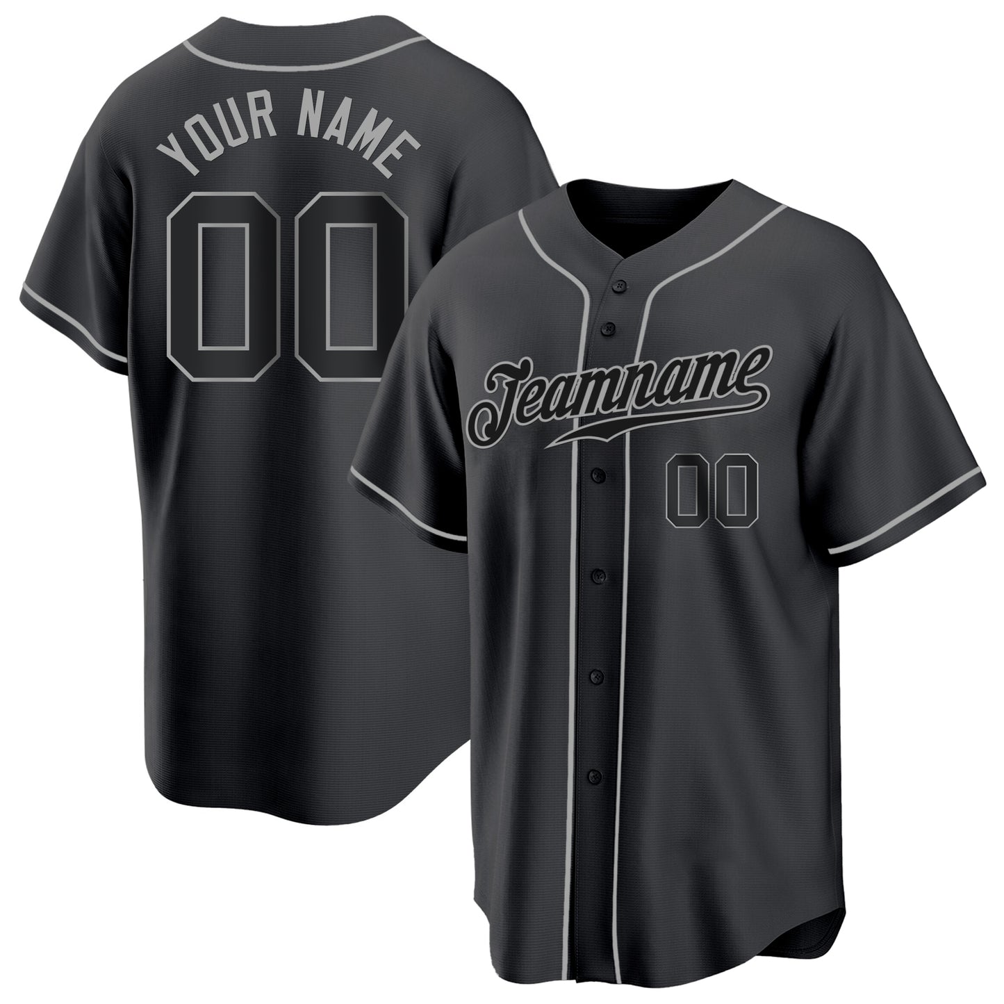 Black Black-Gray Authentic Custom Baseball Jersey