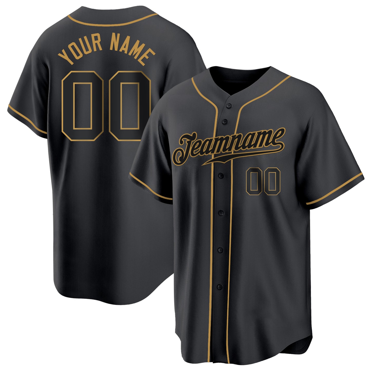 Black Black-Old Gold Authentic Custom Baseball Jersey