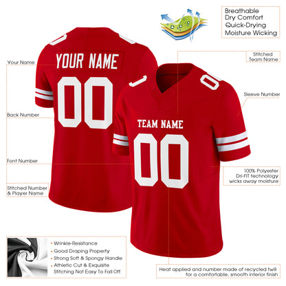 Red White Authentic Custom Football Jersey