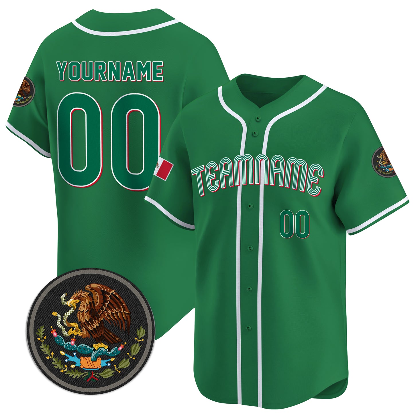Custom Green Mexico Baseball Jersey