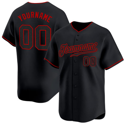 Black Black - Red Custom Baseball Jersey