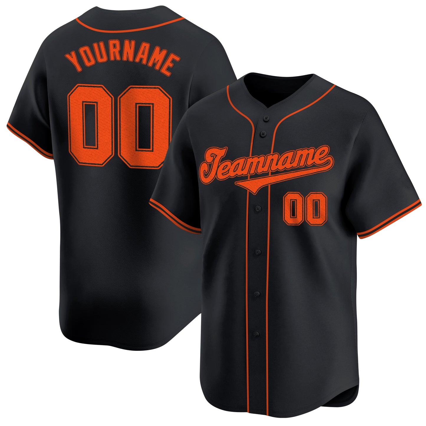 Black Orange - Black Custom Baseball Jersey
