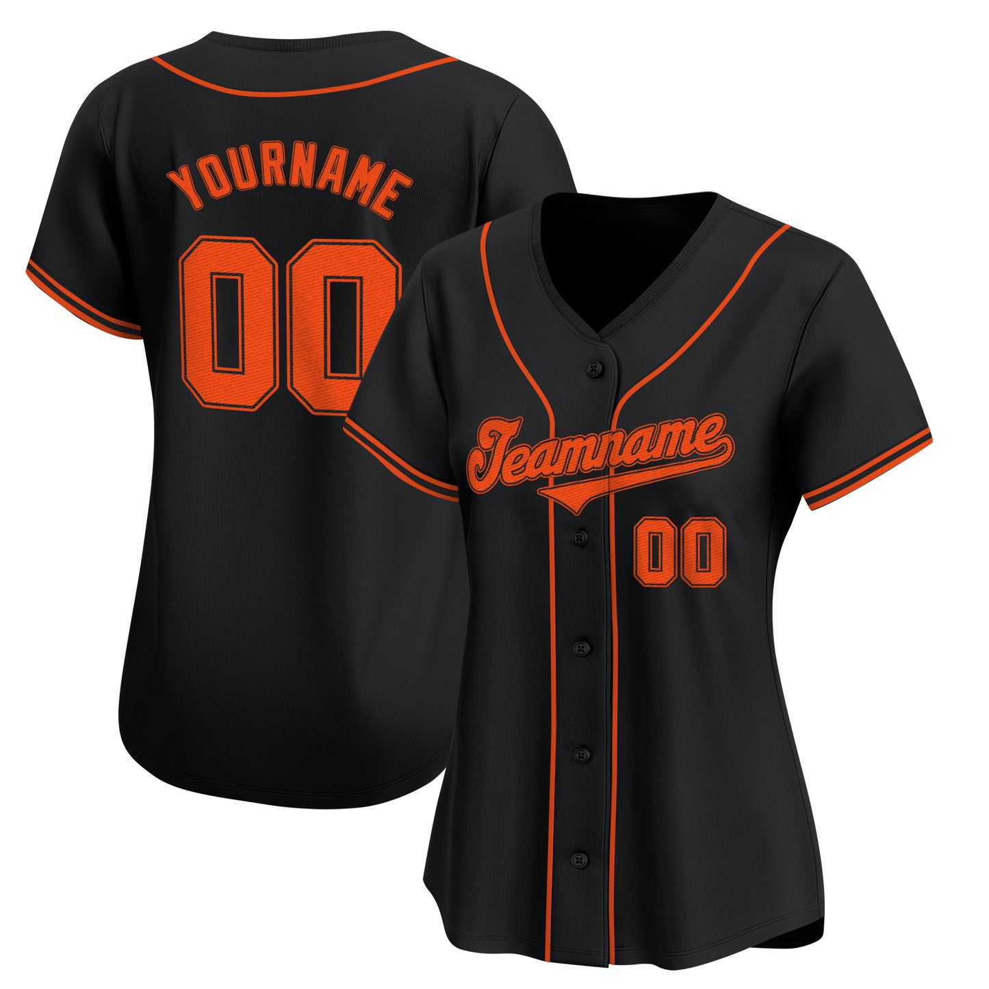 Black Orange - Black Custom Baseball Jersey