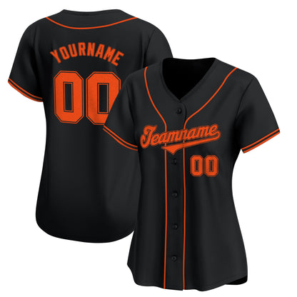 Black Orange - Black Custom Baseball Jersey