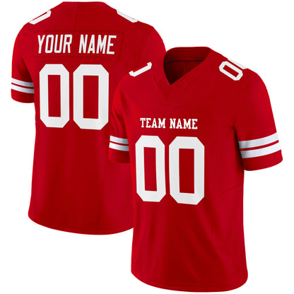 Red White Authentic Custom Football Jersey