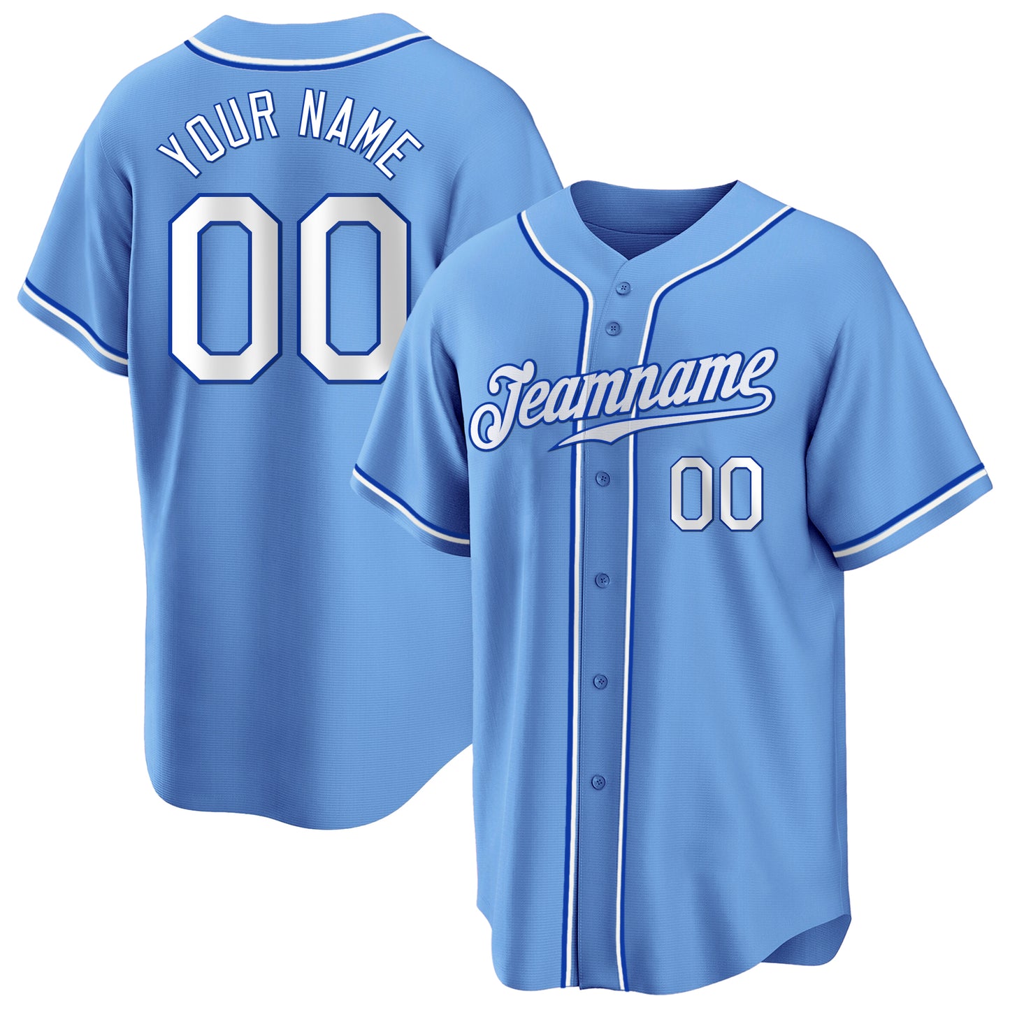 Light Blue White-Royal Authentic Custom Baseball Jersey