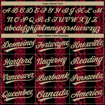 Custom Black Vegas Gold-Red 3D Pattern Two-Button Unisex Softball Jersey