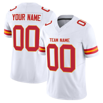 White Red-Gold Authentic Custom Football Jersey