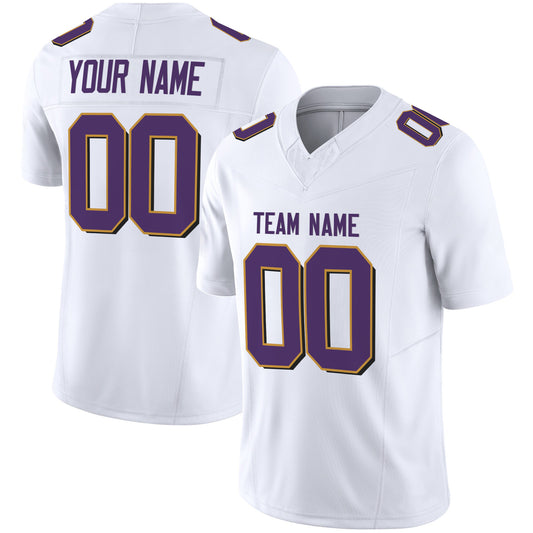 White Purple-Gold Authentic Custom Football Jersey