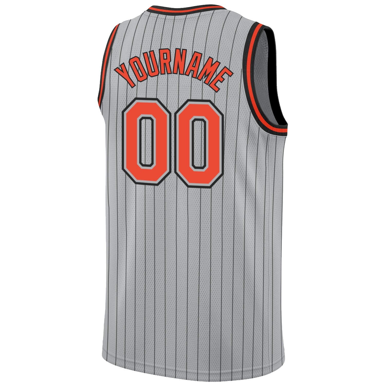 Custom Gray Black Pinstripe Orange-Black Authentic Basketball Jersey